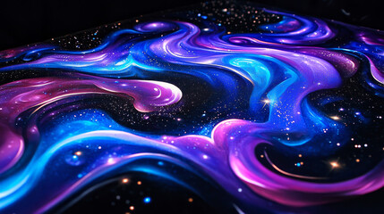 Colorful Cosmic Flow in Purple, Blue, and Black – Vibrant Space Background