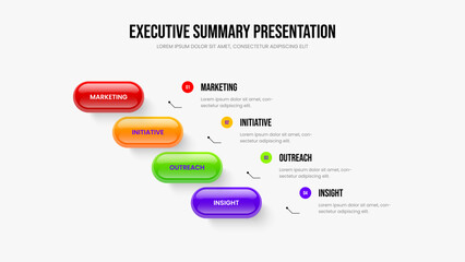 Service Innovation Frame Layout Vector Illustration. Market Analysis 4 Element Diagram Slide Design. Digital Proposal Four Option Infographic Presentation Template.