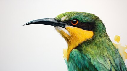 A bee-eater briefly pausing with its long