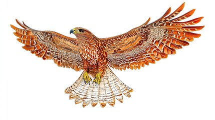 A honey buzzard soaring with its beak angled slightly upward