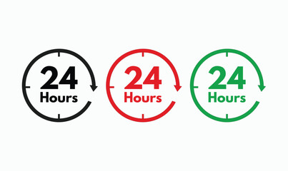 24 hours service icon design set