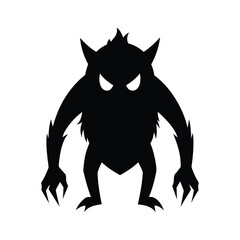 Creeping shadow monster with glowing eyes in spooky dark figure silhouette