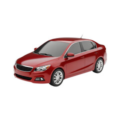 Fototapeta premium Red Sedan Car 3D Model Isolated Background isolated on a transparent background