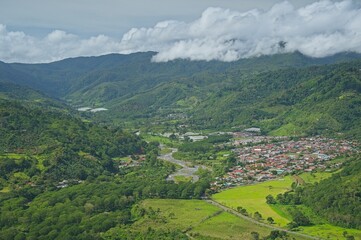 view over the Orosi valley and the town Orosi in Costa Rica