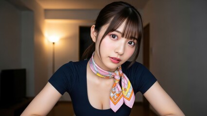 日本人女性セラピストが真剣な表情で見つめる