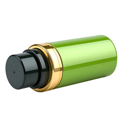 Green cosmetic spray bottle mockup isolated on transparent background