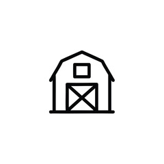 Barn Monochrome Line Icon Farm Building Silhouette