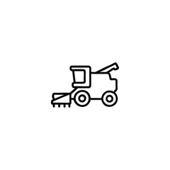 Combine Harvester Monochrome Line Icon Agriculture