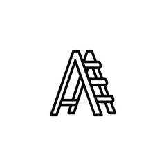 Step Ladder Monochrome Line Icon A-Frame Vector Art