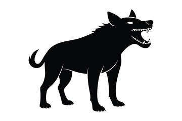 Obraz premium Silhouette of a hyena laughing with open mouth vector illustration.