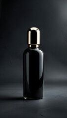 Perfume bottle isolated on black background with sleek cosmetic design