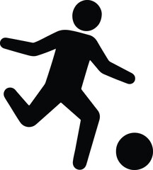 Silhouette soccer player kicking ball flat vector
