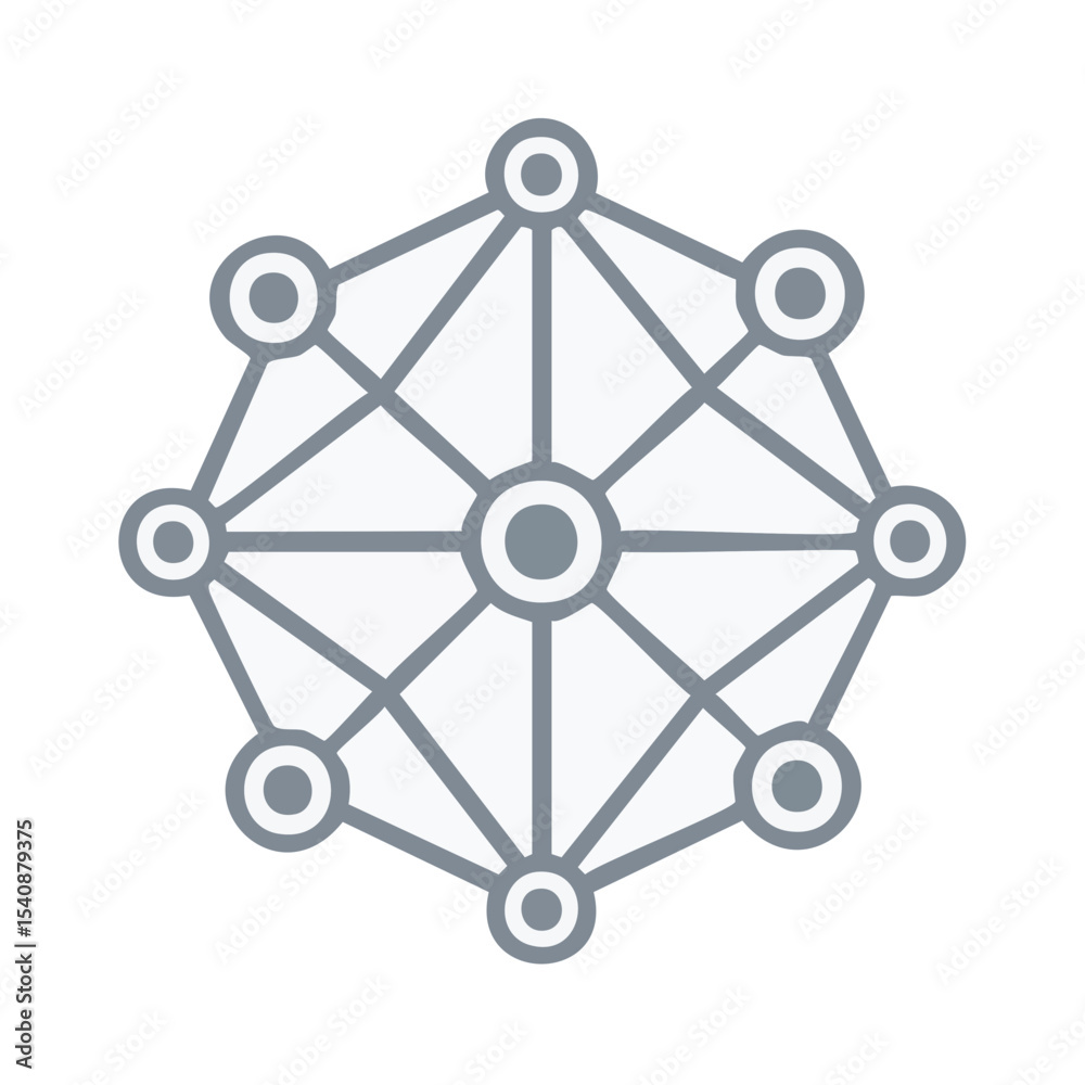 Poster network of connected nodes and lines symbolizing decentralized system or global connection