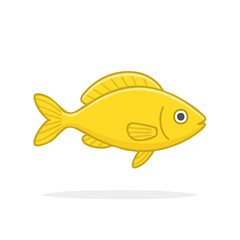 Isolated golden fish swimming in dark background marine life and aquatic animals cartoon depiction of underwater nature