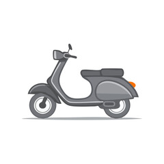 Fototapeta premium Illustration of a gray scooter against black backdrop, showcasing vintage motorbike style and design details