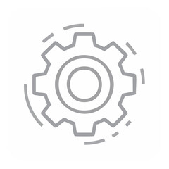 Gear outline illustration concept for technology innovation mechanism and automation in simple minimalist design for presentations and prints