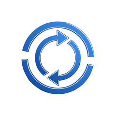 Blue Circular Arrows Symbolizing Recycling Process or Iteration on Black Background