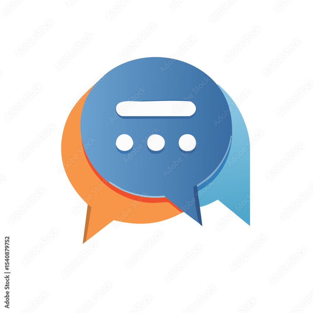 Poster communication bubbles icon representing online dialogue and chatting conversation thread with typing