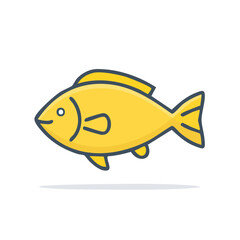 Stylized Goldfish Illustration Simple Aquatic Animal Freshwater Life Cartoon Design Bright Yellow Fish Symbol Flat Design