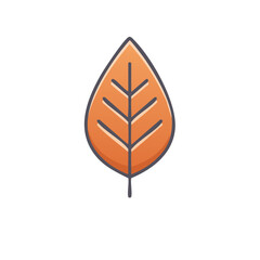 Single autumn leaf illustration with orange hue and dark veins on a black background for seasonal designs and graphics