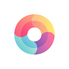 Abstract Colorful Circle Ring Graphic Symbol Design with Gradient Blend and Black Background for Modern Creative Element