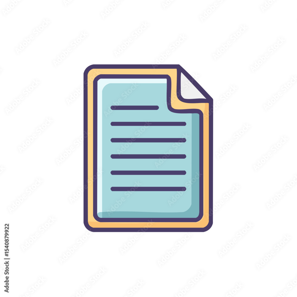 Fototapete stylized document sheet with curled corner and content lines design element for interface and graphi