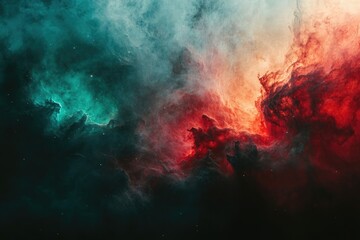 An ethereal blend of vibrant blue and red cosmic clouds creates a breathtaking celestial spectacle, invoking wonder and imagination.