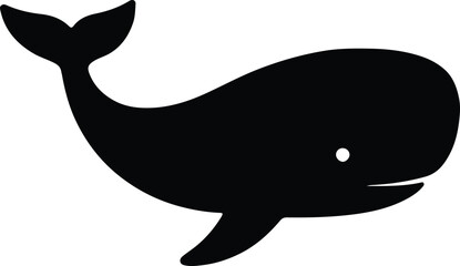 Silhouette whale cute black cartoon sea animal vector illustration