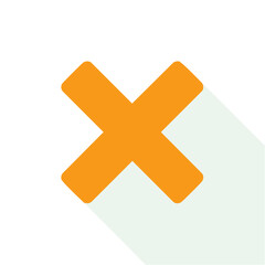 Obraz premium Orange X Symbol Illustration with Long Shadow on Black and White Background