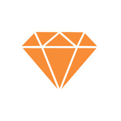Simple Orange Diamond Illustration on Black Background, Jewelry Design