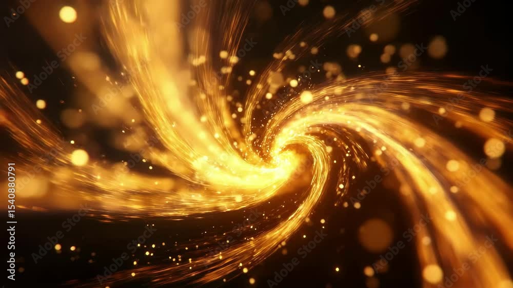 Aufkleber Flying fire sparks create mesmerizing motion in abstract swirling patterns in a dark background, Flying fire sparks motion as animated 3D abstract intro decoration explosion background video