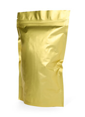 One zipper stand-up pouch isolated on white. Mockup for design