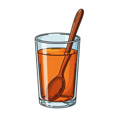 Refreshing Orange Juice in Glass with Wooden Spoon  A Delicious Summer Drink Illustration