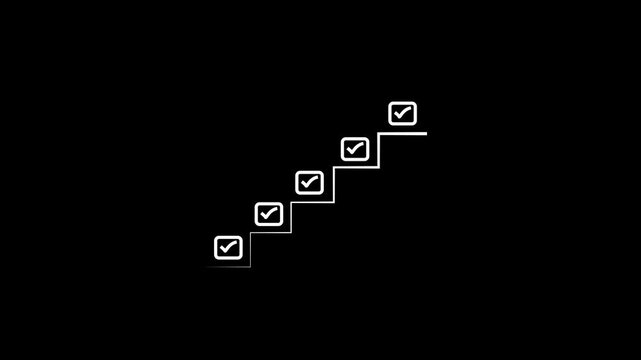 Checklist and task progress tracking concept on transparent background. Productivity, goal setting black background.