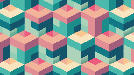 Obraz premium Colorful 3d isometric cube pattern seamlessly repeating on a transparent background
