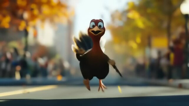 Happy Turkey Running Autumn Parade.
