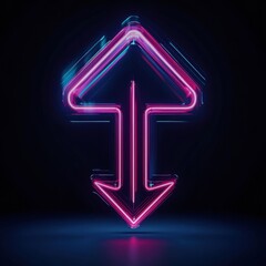 A glowing download icon with sharp arrows on a dark