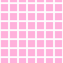 Seamless pink square grid pattern with white lines. Geometric abstract background. Vector template for design and print