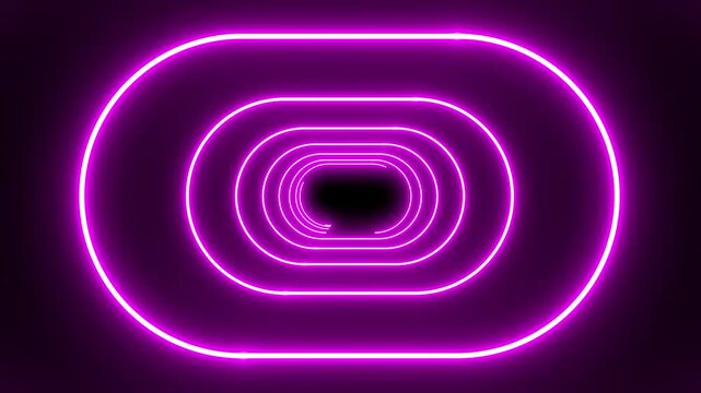 Neon tunnel glowing rounded rectangle tunnel background.
futuristic neon tunnel lighting lines. neon wave
