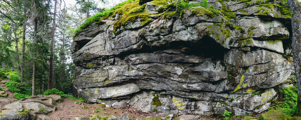 Some Rock Formations on Hiking Tour to the Devils table in the bavarian Forests in Germany