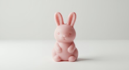 Pink rabbit figurine against white background