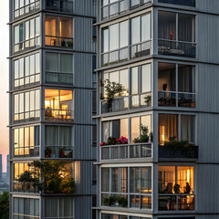 Fototapeta premium elements of highrise buildings sheathed with metal