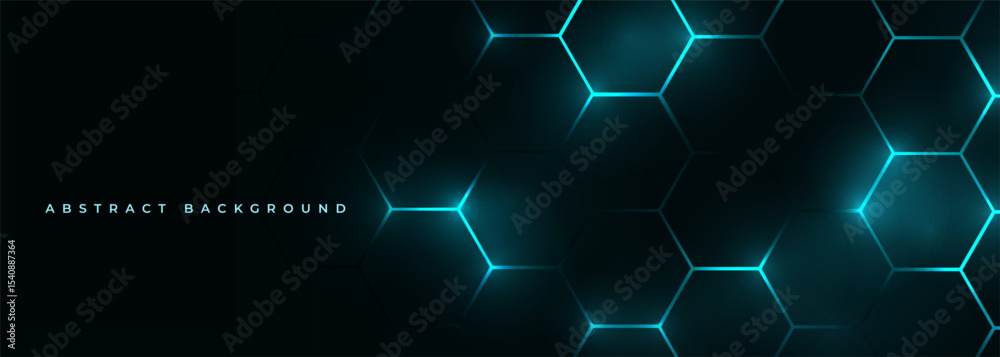 Aufkleber dark hexagon abstract technology background with blue colored bright flashes under hexagon. hexagona