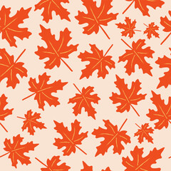 Autumn seamless background with maple leaves. Autumn pattern for fabric, packaging, cover.