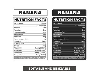 Nutrition facts Banana, Nutrition Facts Template, banana nutrition facts, nutrition facts label, banana nutritional content