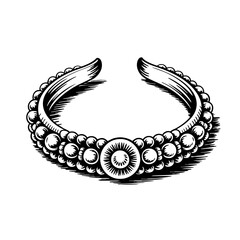 Obraz premium Beaded headband vintage ink sketch in black and white design 