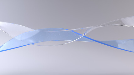 Blue and clear water flowing abstract shapes - abstract motion shape on light gray background - 3D...