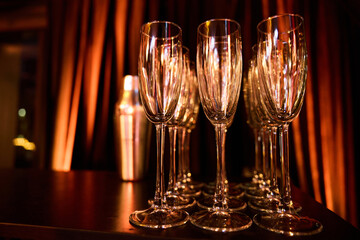 Close-Up of Empty Wine Glasses