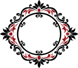 Elegant Ornate Round Frame Decorative Floral Design Element