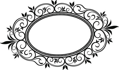 Elegant Oval Floral Frame Decorative Design Element for Invitations, Cards, and More
